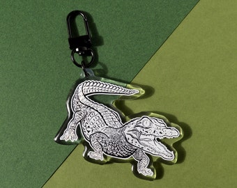 Alligator Keychain Charm.  Gator. 3x2"