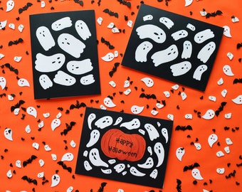 Ghostie Halloween Greeting Cards. Pumpkin. Ghost. 4x5.5"