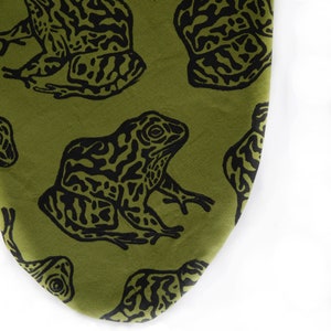 Gopher Frog Christmas Stocking. Olive Green. 100% Cotton. Hand Block Printed & Sewn. image 3