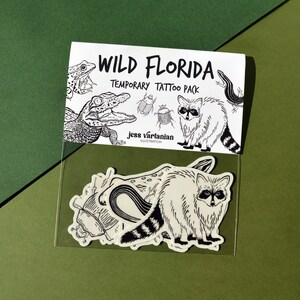 Wild Florida Temporary Tattoo Pack of Five. Baby Gator. Alligator. Raccoon. Beetles. Southern Leopard Frog. Six Lined Racerunner. image 4