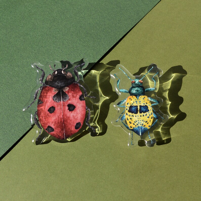 Ladybug Watercolor Illustration Pin. Handdrawn. Acrylic. 1.7x1.45 - Etsy