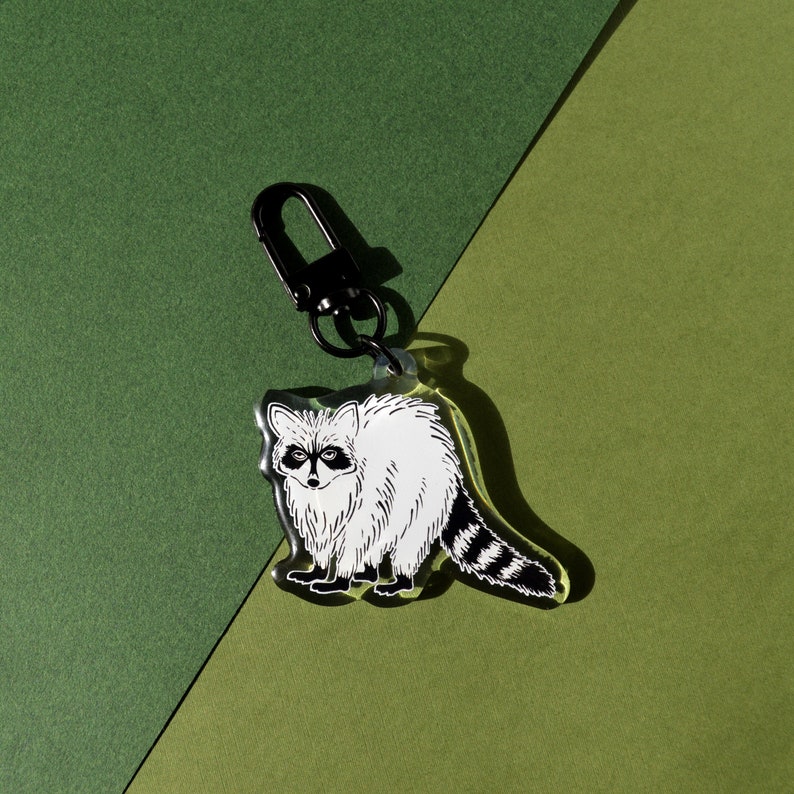 Trash Panda Acrylic Keychain. Raccoon. 3x2 image 1