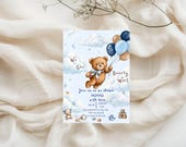 Teddy Bear Baby Shower Invitation Editable Bear Baby Shower Digital Invite We Can Bearly Wait Invitation Baby Shower BSA25