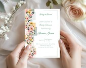 Modern Baby Shower Invite Baby in Bloom Canva Template Baby Shower Invitation Floral Digital Download BSA41