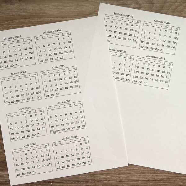 Mini Calendars Etsy