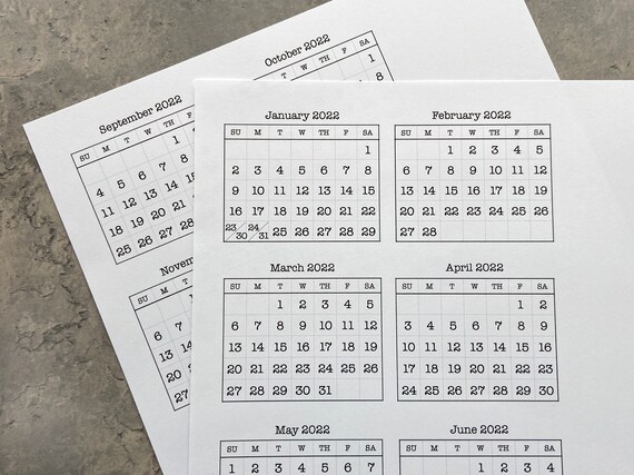 Bu Calendar 2022 2022 Mini Calendar Digital Printables | Etsy Uk