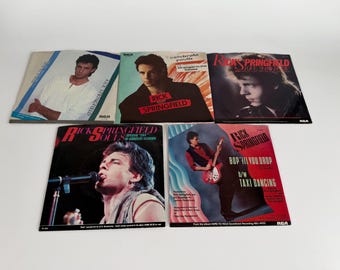 Vintage Vinyl 1980s Rick Springfield Collection of 45s Records Set of 5