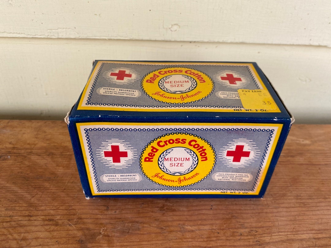 Vintage Unused Box of Johnson & Johnson Red Cross Cotton - Etsy