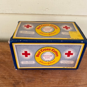 Vintage Unused Box of Johnson & Johnson Red Cross Cotton