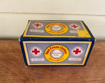 Vintage Unused Box of Johnson & Johnson Red Cross Cotton