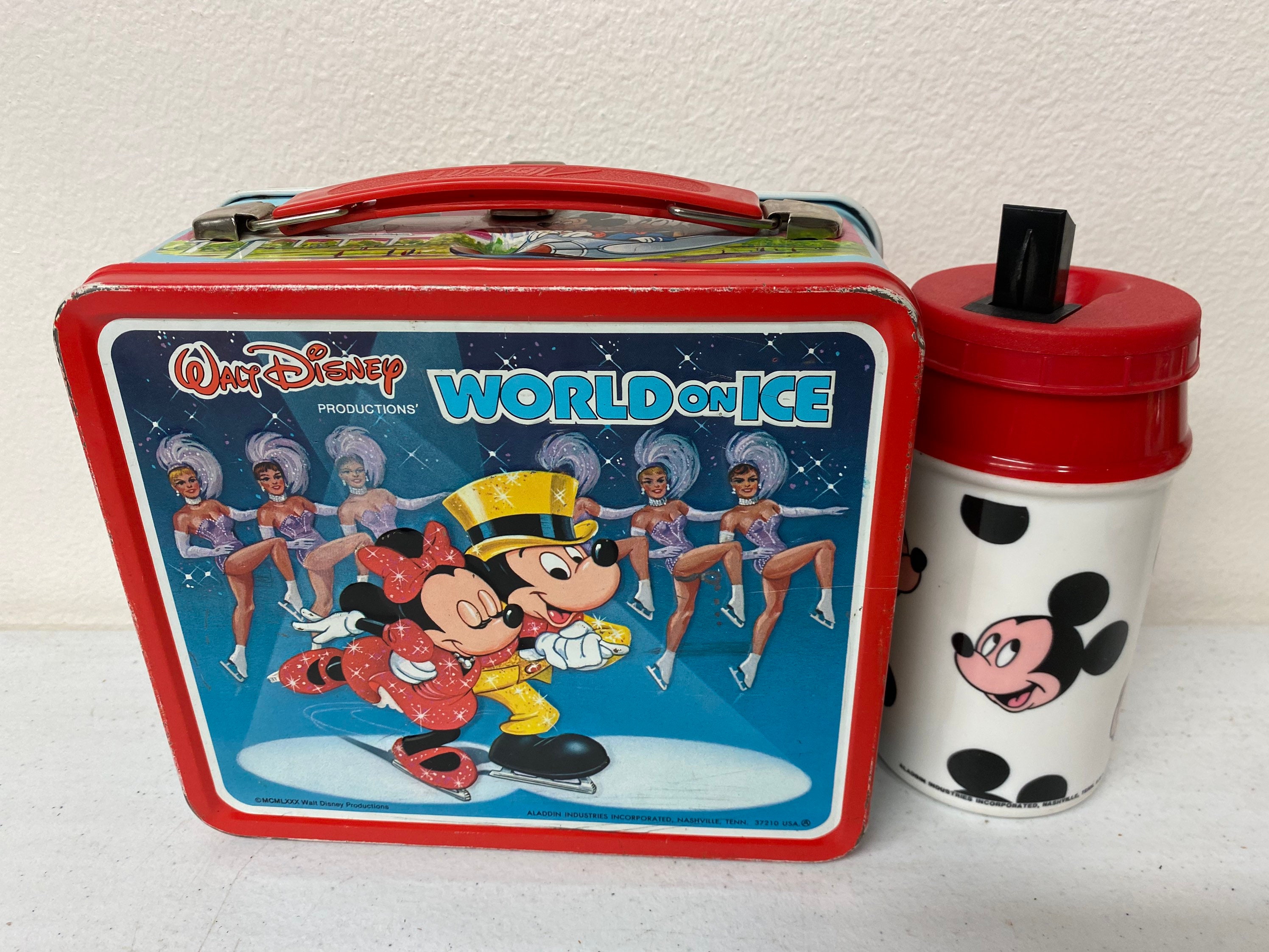 Vintage 1980 Walt Disney's Wonderful World Red Metal Lunch Box by