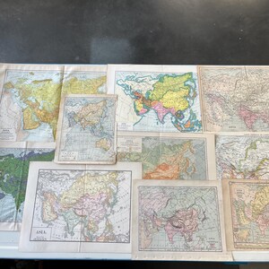 Lot de 10 cartes anciennes de l'Asie, lot 2