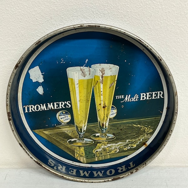 Vintage Mid Century Trommer’s White Label The Malt Beer Tray