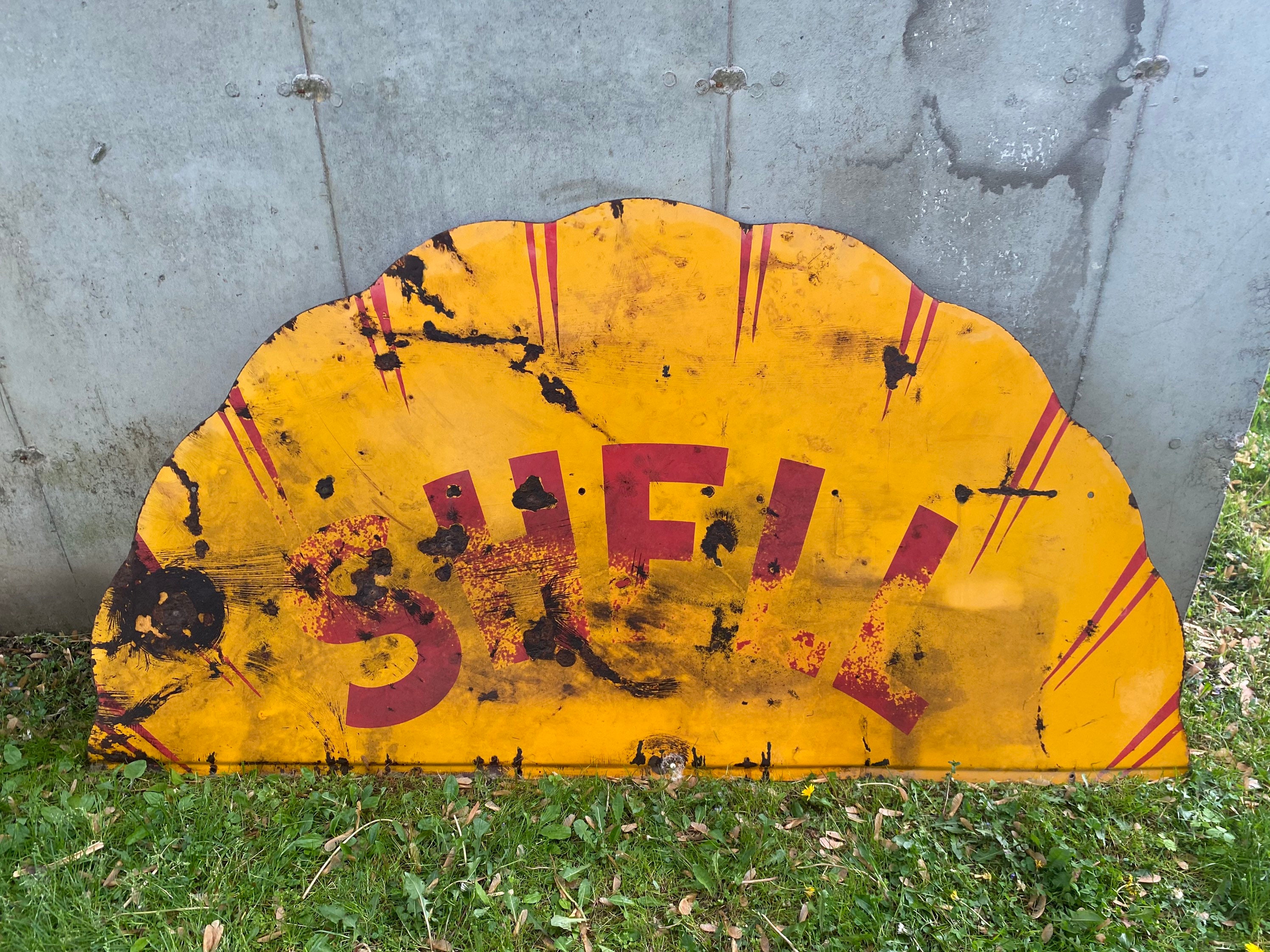 Pick up Only Original 1929 SHELL Gasoline Top Half Metal