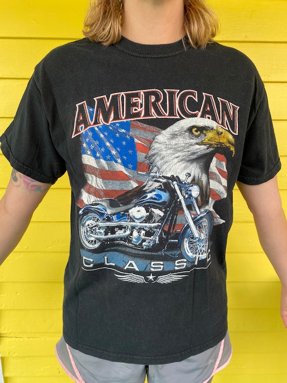 Vintage 1990s American Classic Motorcycle Faded Bl