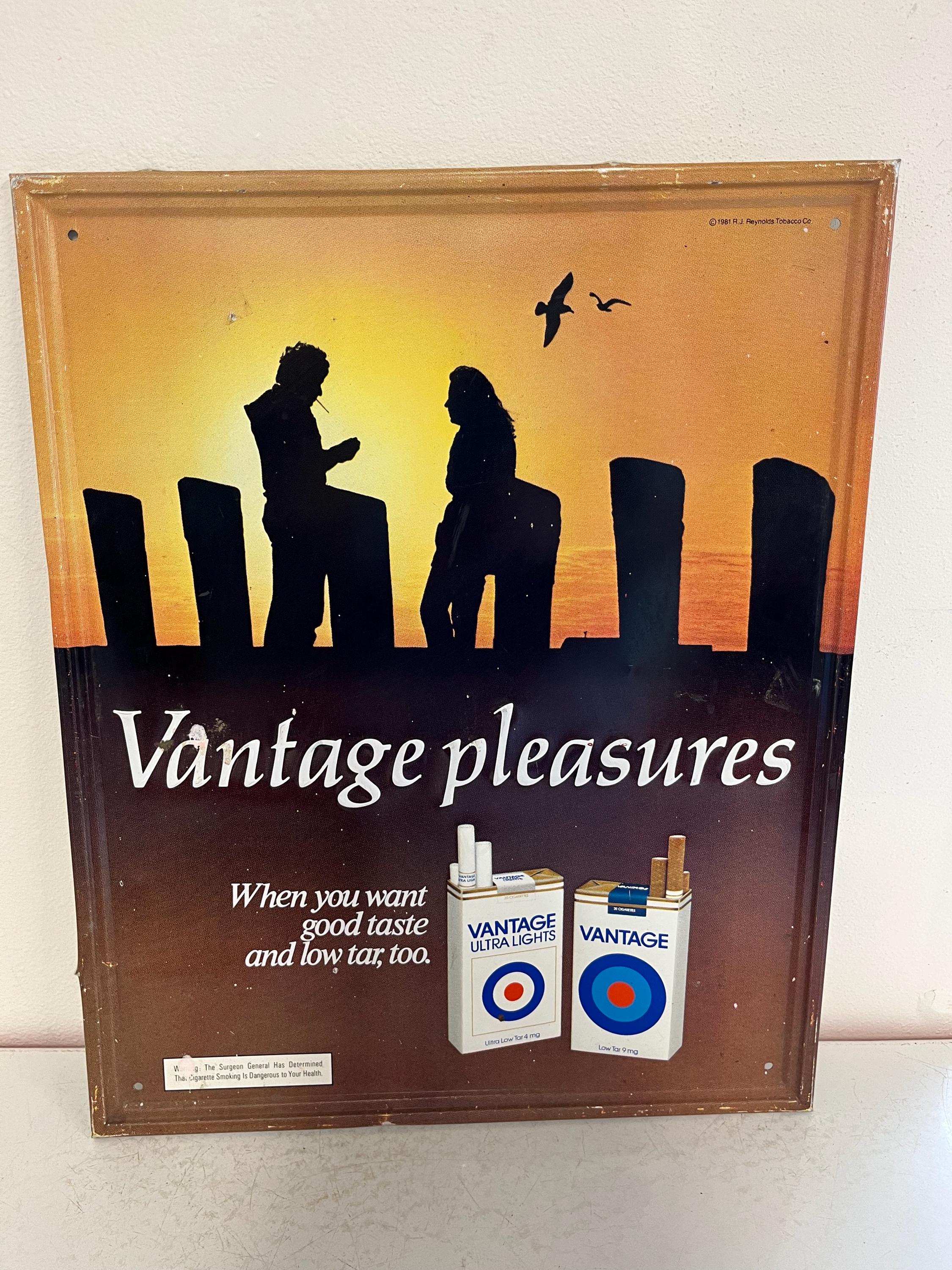 vantage cigarettes where to buy Vintage 1981 Vantage Cigarettes Metal Sign RJ Reynolds