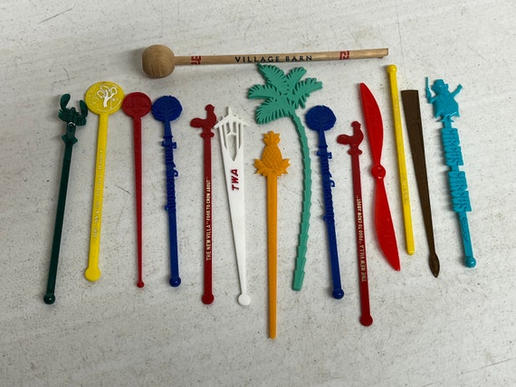 23 Vintage Plastic Swizzle Sticks Stir Sticks Hawaii Children's Planet  Hollywood