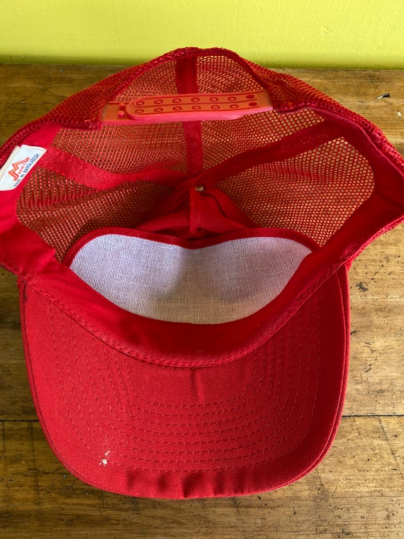Vintage Cashton Oil Co Mobil Amoco Red Trucker Hat Wi… Gem