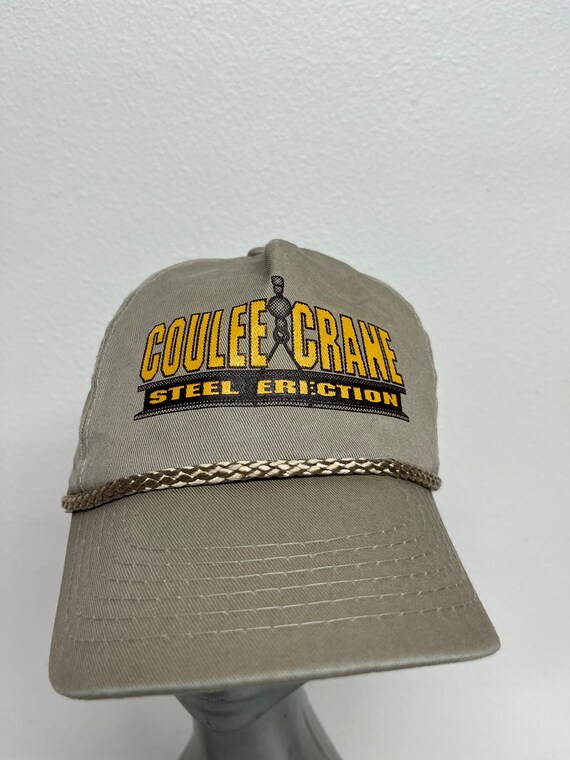 Vintage Coulee Crane Steel Erection Beige Cloth Trucker Hat