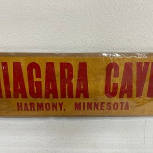 Enseigne vintage en carton Niagara Cave Harmony, Minnesota