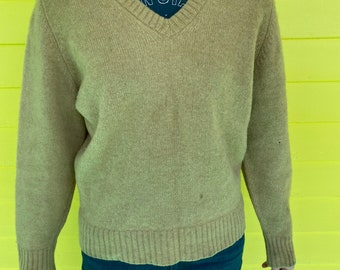 Vintage Sir Pendleton Brand Wool Men's Beige Pullover Sweater Size Large Made in USA