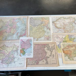 Set of 8 Antique Maps of China and Surrounding Countries