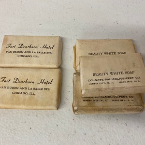Antique Collection of Unused Soap from Fort Dearborn Hotel Chicago Beauty White Soap Colgate-Palmolive-Peet