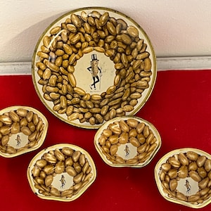 Vintage Planters Peanuts Mr. Peanut Metal Nut Bowls Set of 5