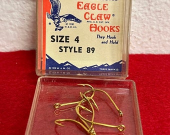 Vintage 1930s Wright & Mcgill Eagle Claw Hooks Size 4, Style 89 Set of 6  Unused 