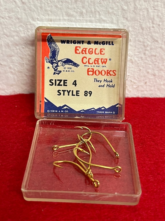 Vintage 1930s Wright & Mcgill Eagle Claw Hooks Size 4, Style 89 Set of 6  Unused 