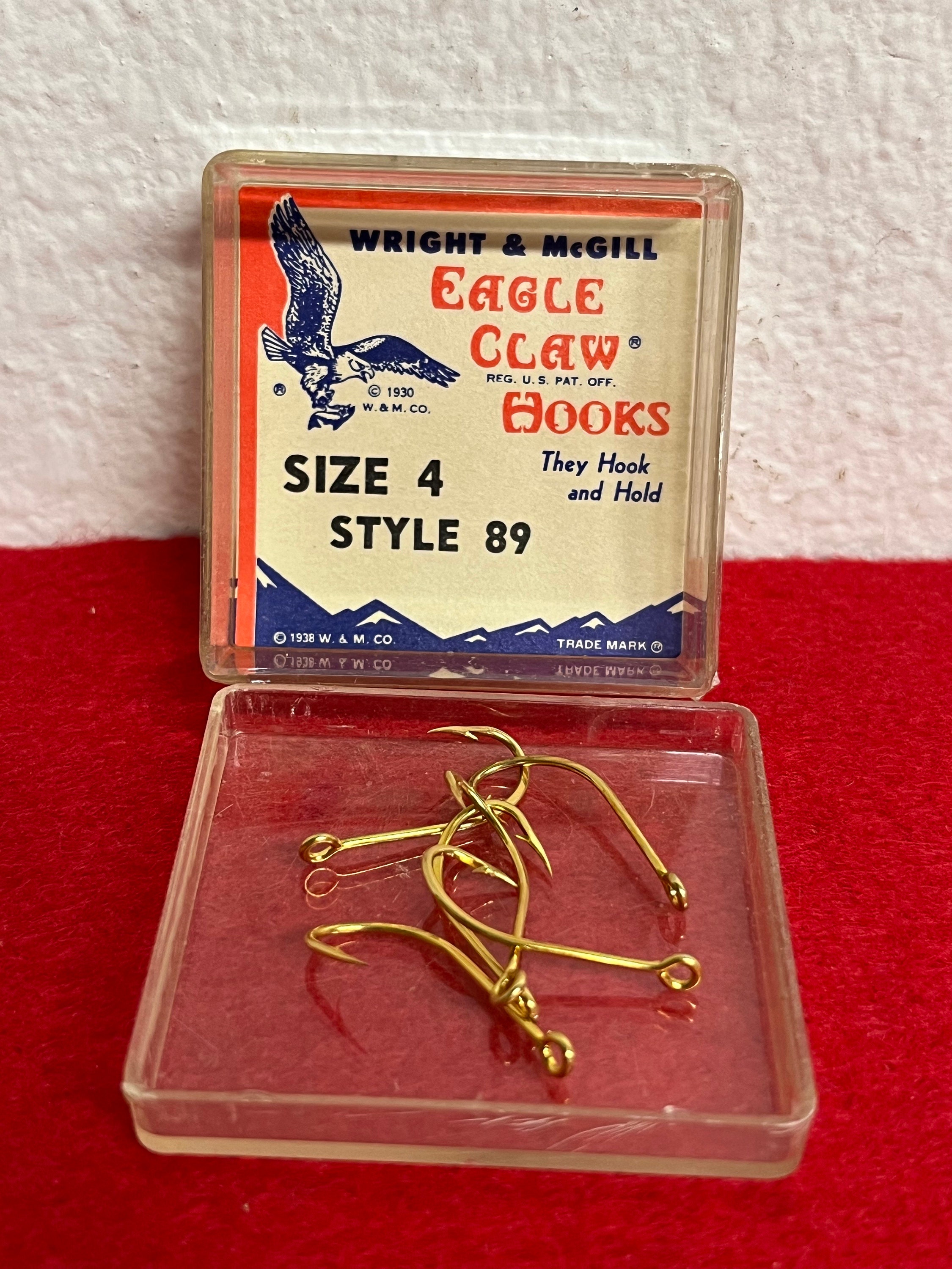 Vintage TIN SIGN Eagle Claw Hooks Fishing Advertising SIgn, Wright & McGill