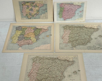 Set of 5 Antique Maps of Spain & Portugal