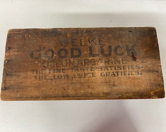 Antique Jelke Good Luck Oleomargarine Wood Crate