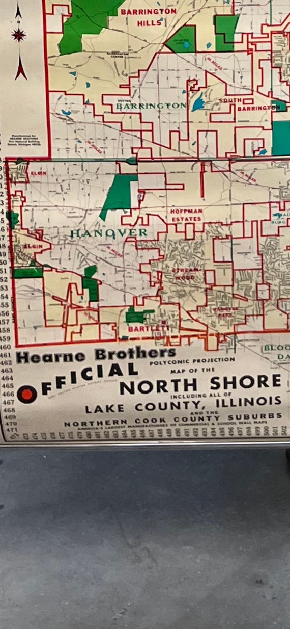 Vintage 1950s Hearne Bros Polyconic Projection Pull Down Map of