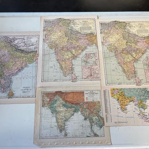 Set of 5 Antique Maps of India and Surrounding Countries