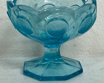 Vintage Blue Glass Fostoria Coin Candy Dish