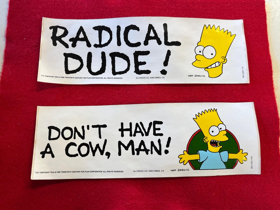 Vintage 1990 Unused Bart Simpson Bumper Stickers Set of 2 - Etsy