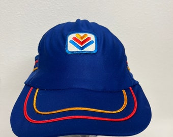 Vintage 1980s Vigortone AG Products Blue Mesh Trucker Hat Made in USA