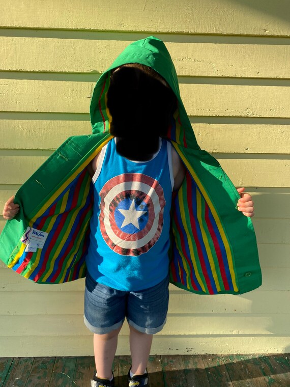 Vintage Kids Green Raincoat Jacket Size 