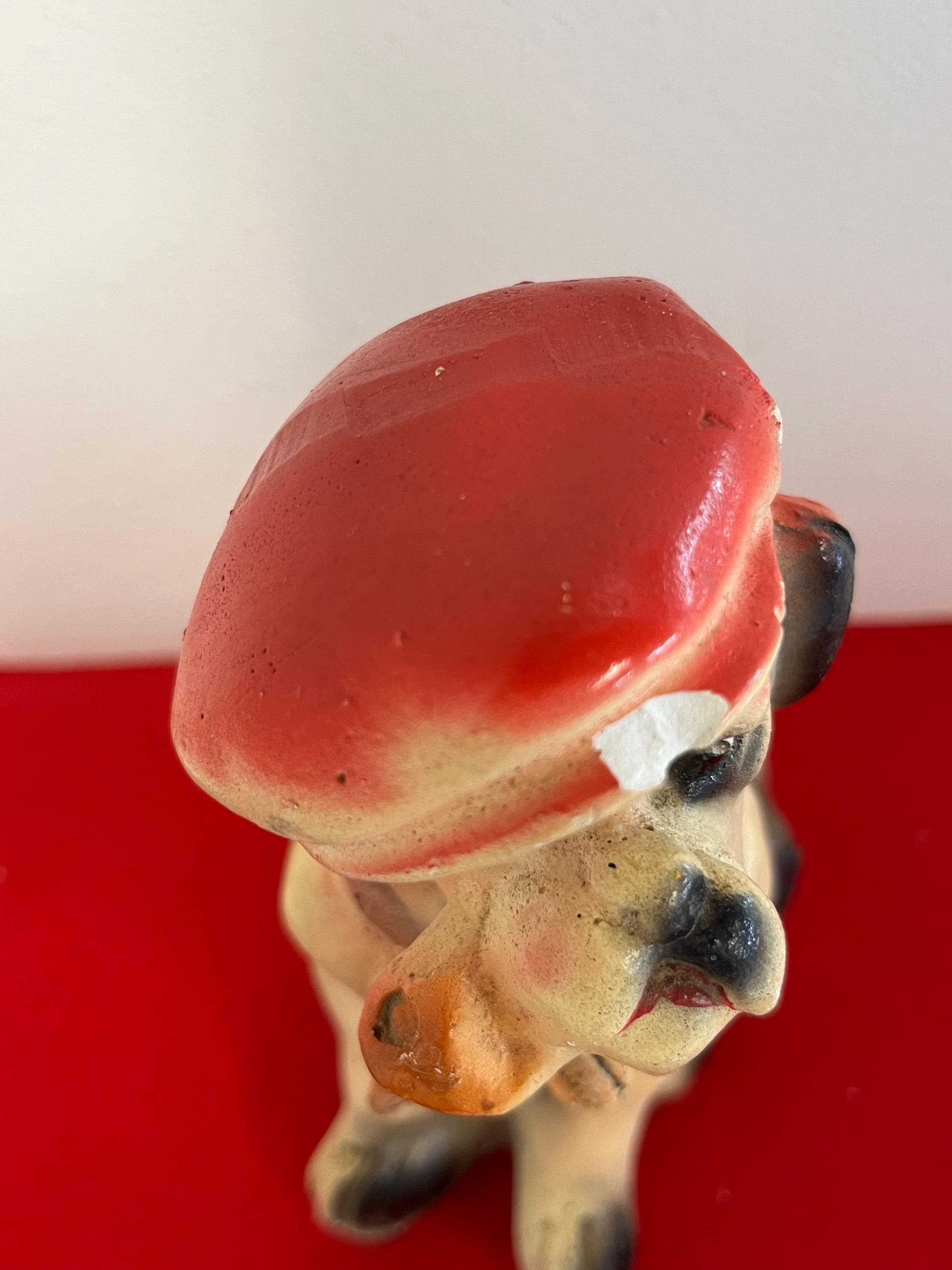 Vintage Chalkware Bulldog With Hat and Pipe Statue Carnival Prize