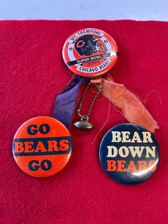 Vintage 1985 Chicago Bears Pinback Buttons Set Sup