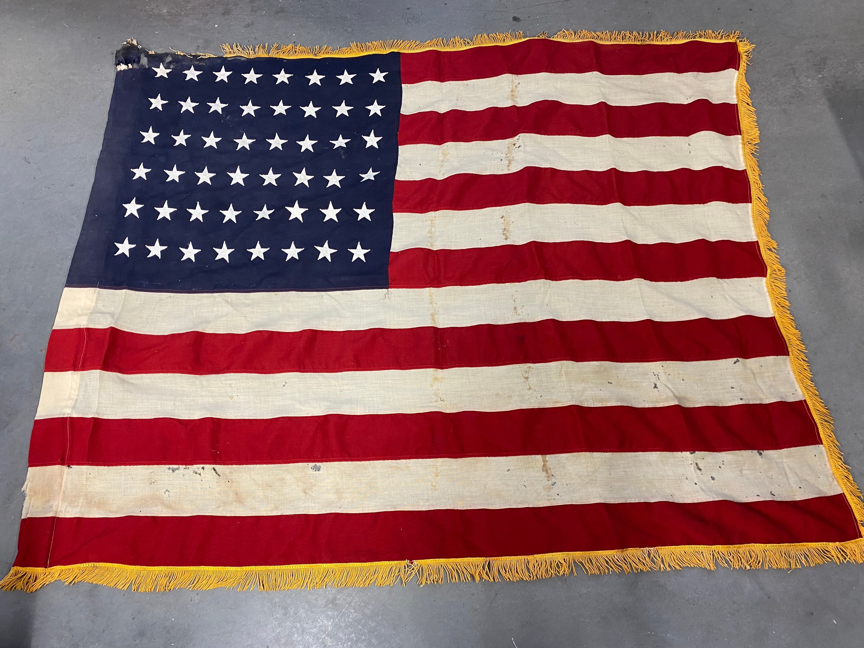 vintage USA flag 48star 星条旗 ヴィンテージ Vintage 48 Star Fringed American Flag Post War - Etsy