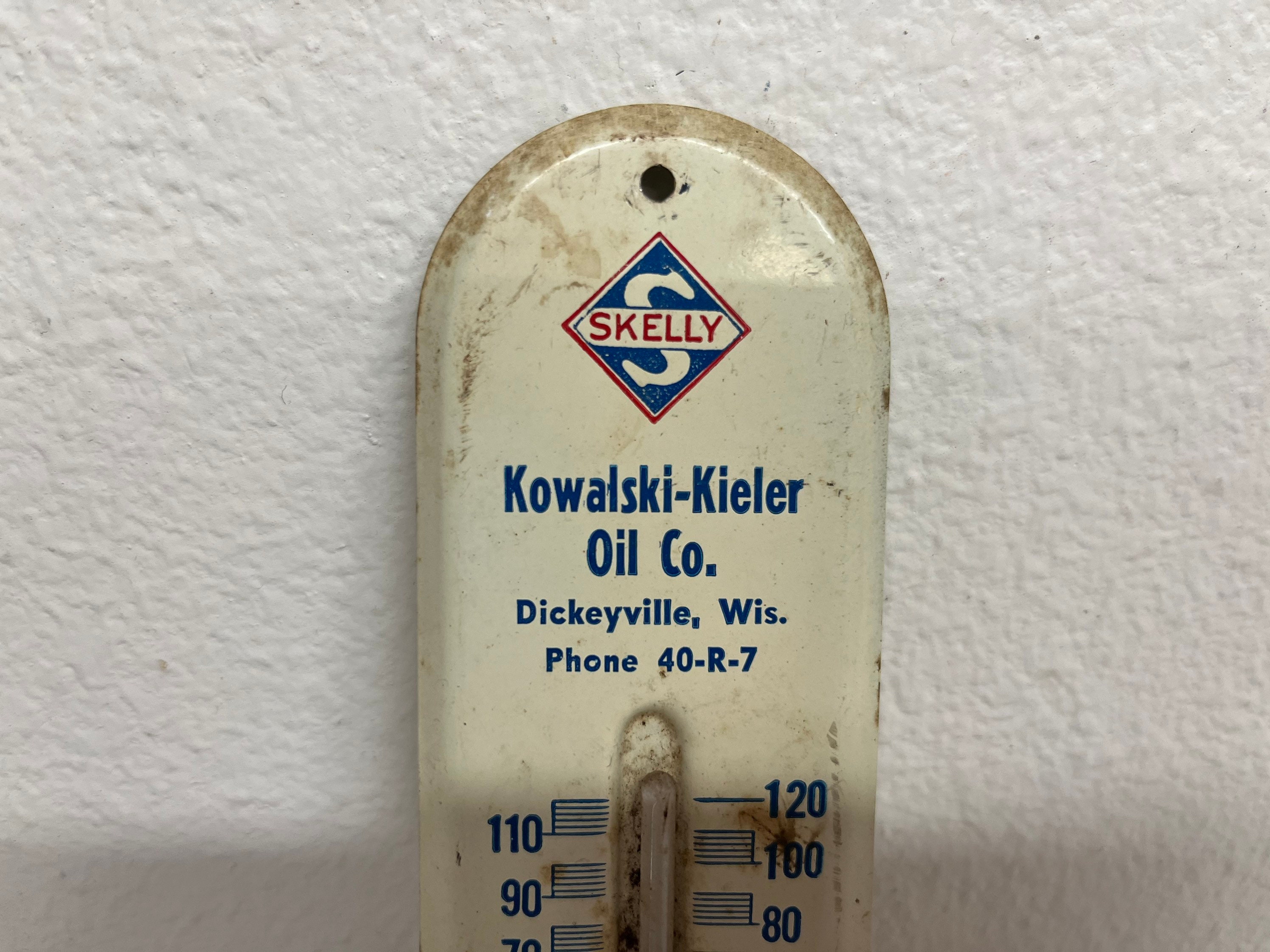 VINTAGE AA GARAGE THERMOMETER PORCELAIN GAS PUMP SERVICE MOTOR OIL SIGN #S