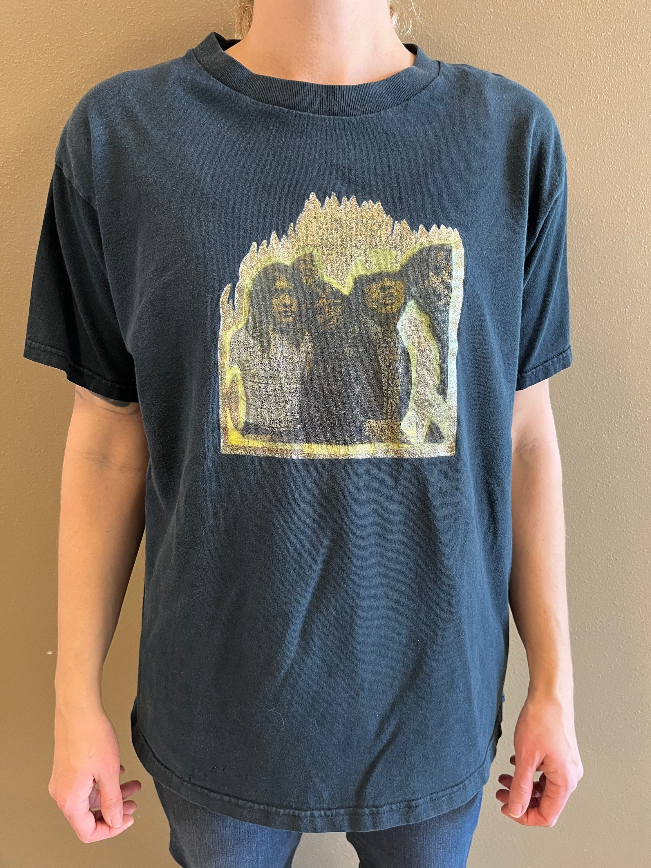 Vintage 1990s AC/DC Transfer Faded and Worn Black T-shirt Size Large Highway to Hell Band Shirt