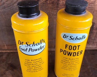 Set of Different Vintage Foot Powder Tins by Dr Scholls