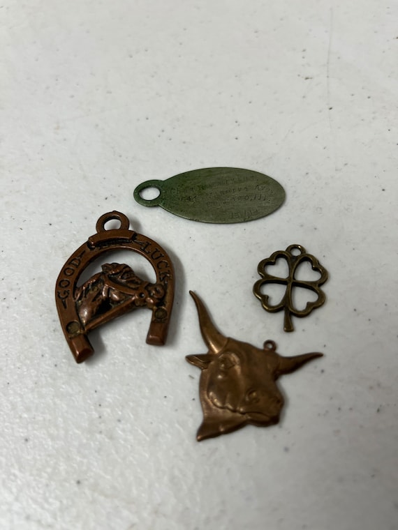 Collection of 4 Vintage Metal Charms and Pendants 