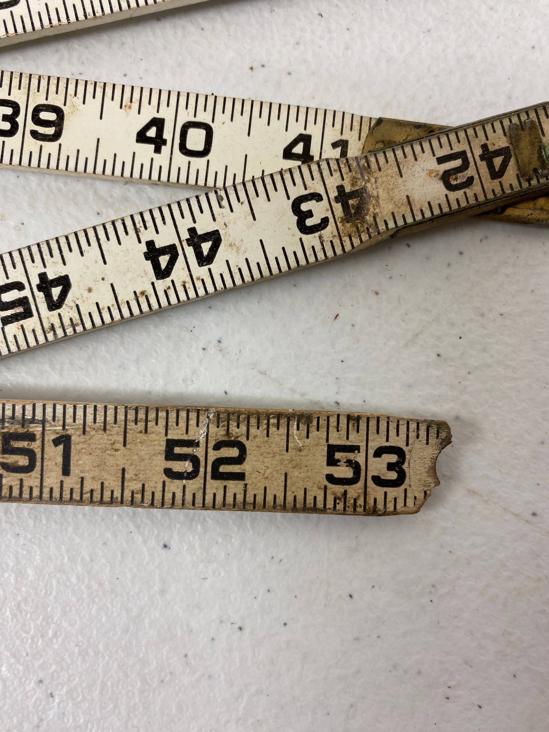 Vintage Lufkin White Wood & Metal Folding Ruler Etsy