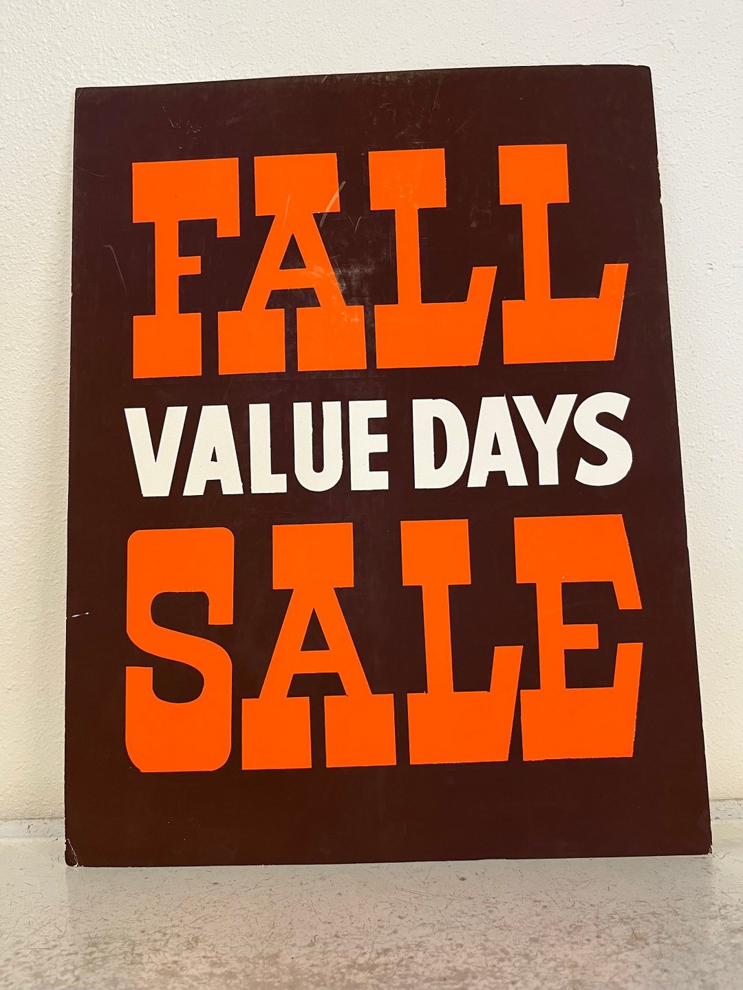 Vintage Fall Value Days Sale in Store Display Cardboard Sign Unused ...