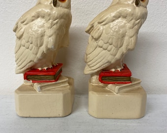 Vintage Wise White Owl Bookends