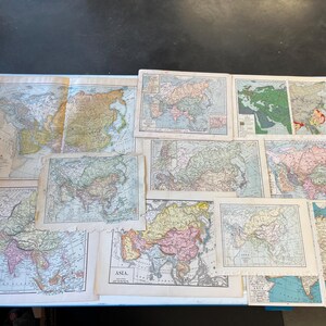 Lot de 10 cartes anciennes de l'Asie, lot 1